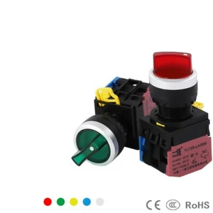 22mm LED Push Button Rotary Switch 2 position 2NO 2NC Illuminated Silver contact - Picture 1 of 6