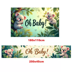 Baby Shower Koala Fiesta Decoración Telón de Fondo Oh Bebé Selva Animal Tema Banner - Imagen 1 de 15