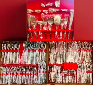 Set VU Massive Nickel Bronze MCM Bambus Design Thai Bronzegeschirr Besteck 141 Teile - Bild 1 von 14