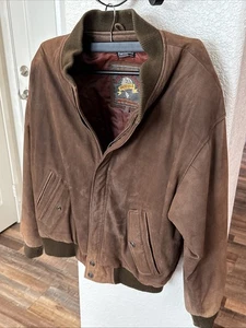Adventure Bound Brown Mens L Thinsulate Genuine Leather Bomber Jacket G10 - Picture 1 of 3