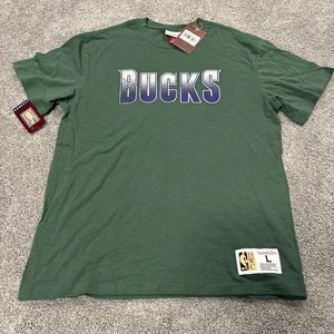 T-shirt grande nuova con etichette Mitchell & Ness Hardwood Classics NBA MILWAUKEE BUCKS - Foto 1 di 5