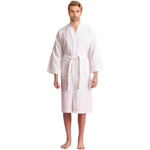 Accappatoio TowelSoft unisex uomo tessuto waffle bianco (taglia unica) - Foto 1 di 6