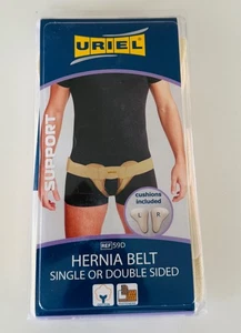 URIEL Doppelseitige Leistenbruch Gürtel Männer Hernien Unterstützung Hellbraun Größe Large Neu - Bild 1 von 5