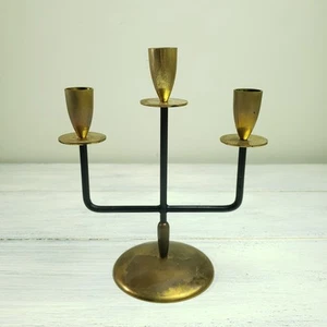 Vintage Messing Mid Century Modern 3-armiger Kerzenleuchter Kerzenständer MCM - Bild 1 von 8
