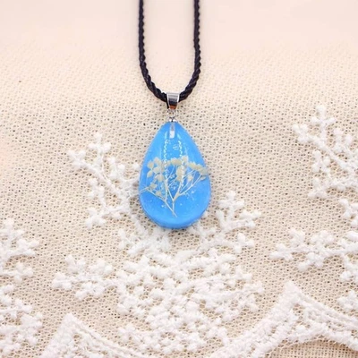 Collar 3 PIEZAS Flor Seca Forma de Lágrima Luminoso Longitud Ajustable-Azul Foto 1 de 4