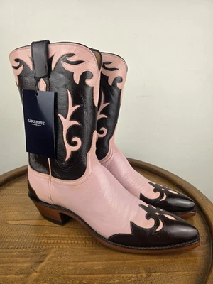 Botas vaqueras Lucchese para mujer 1883 de cuero rosa y marrón de dos tonos talla 10B Foto 1 de 4