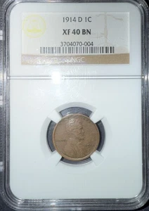 1914-D Lincoln Wheat Cent, XF40 NGC (11916) - Picture 1 of 5