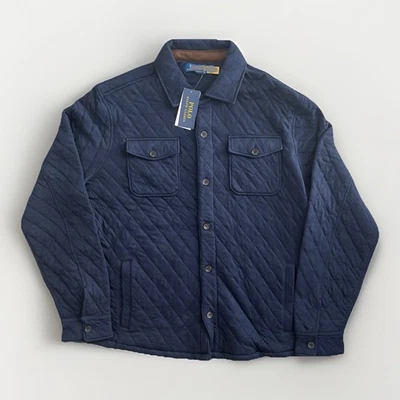 NUEVO CON ETIQUETAS $228 Polo Ralph Lauren Azul Marino Acolchado Doble Tejido Camisa Chaqueta Azul Marino Para hombres Talla L Foto 1 de 4