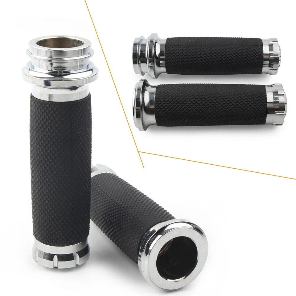 HandleBar Hand Grips For Harley Sportster Touring Dyna Softail 883 1200 Silver - Image 1 of 1