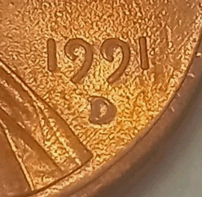 1991 D RD RPM,Mint Error Lincoln Memorial Cent Penny Coin Free Shipping!!! - Image 1 of 4