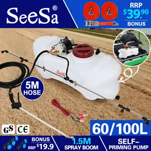 60/100L ATV WEED SPRAYER SPOT SPRAY TANK 1.5M Boom Chemical Farm Pump - Picture 1 of 14