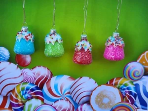 SET OF 4 NEW SUGARED GUMDROP CANDY ORNAMENTS CHRISTMAS - Picture 1 of 5