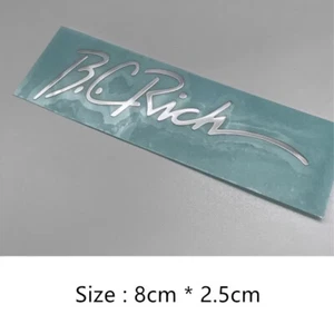 2 piezas calcomanías adhesivas autoadhesivas plateadas con logotipo de metal para cabeza de cuello de guitarra B.C.RICH - Imagen 1 de 1