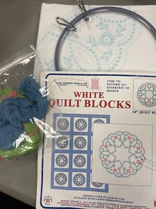 STARBURST OF HEARTS QUILT BLOCKS STAMPED CROSS STITCH KIT 6 SQUARES - Picture 1 of 1