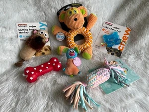 New Puppy Squeaky Dog Toy Set Bones Rope Lot - Picture 1 of 1
