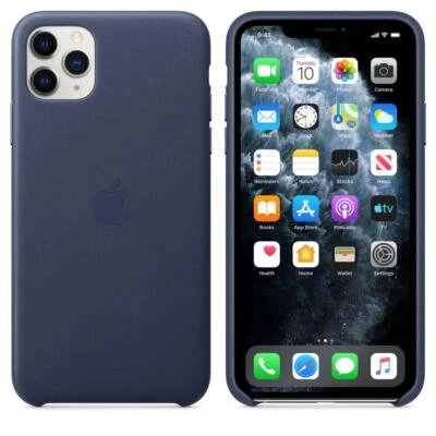 Originale/Ufficiale Apple Custodia pelle Per IPHONE 11 Pro Max - Mezzanotte Blu - Immagine 1 di 4