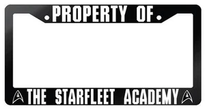 Glossy Black License Frame Property Of Starfleet Academy Accessory Star Trek - Picture 1 of 1