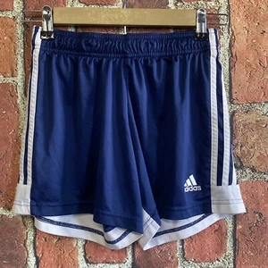 Adidas Youth Soccer Shorts Aeroready Blue with White Stripes Size Small 8-10 - Picture 1 of 5