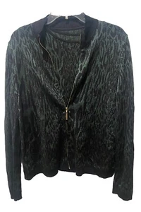 St. John Sport Emerald Green Leopard Spot Knit Jacket & Tank 2 piece Set Sz S - Picture 1 of 12