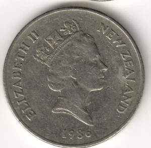 New Zealand - 1986C - 20 Cents - Elizabeth II 3rd portrait Kiwi - #10044 - Picture 1 of 2