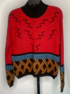 Vintage Peruvian Connection 100% alpaca multi-color geometric sweater size M - Picture 1 of 5