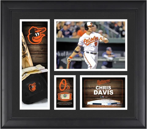 Chris Davis Baltimore Orioles Framed 15x17 Collage w/Piece of G-U Ball Cover