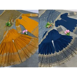 BOLLYWOOD INDISCH PAKISTANISCH SALWAR KAMEEZ HOCHZEIT PARTY KLEID ANZUG SHARARARA - Bild 1 von 7