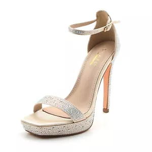 Women's Rhinestone Platform Sandals Ankle Strap Stiletto 4.7 Inch High Heel - Picture 1 of 34