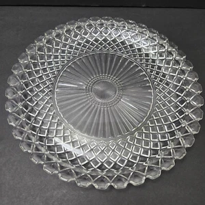 Anchor Hocking Waterford Waffle Round Cut Glass Platter 14” - Picture 1 of 6