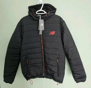 New Balance Puffer Quilted Wind Water Resistant Black Mens Tech Jacket Sz Medium - Picture 1 of 12