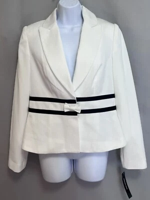 Блейзер Giorgio Sant Angelo белый с длинным рукавом размер 8 женский 2 черные линии - Изображение 1 из 4