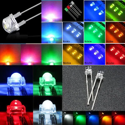 GCSUPERMARKET 3-10mm LED Diodes Light Round/Straw Hat/Flat/Rectangle/Piranha Clear/DIFFUSED