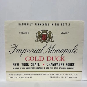 Northern State Vineyards Batavia, NY Imperial Monopole Champagne Rouge Label - Picture 1 of 2
