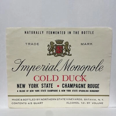 Northern State Vineyards Batavia, NY Imperial Monopole Champagne Rouge Label - Image 1 of 2