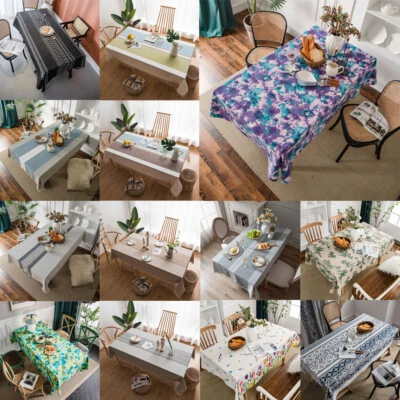 Tablecloth Cotton Linen Print Table Cloth Kitchen Dining Table Cover Home Decor - Image 1 of 4