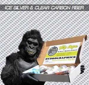 DIP APE ICE SILVER & CLEAR CARBON FIBER HYDROGRAPHIC WATER TRANSFER HYDRO KIT - Picture 1 of 14