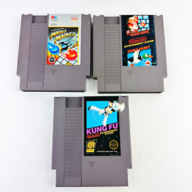 (3) NES Nintendo Video Games Marble Madness, Super Mario Bros/Duck Hunt, Kumg Fu