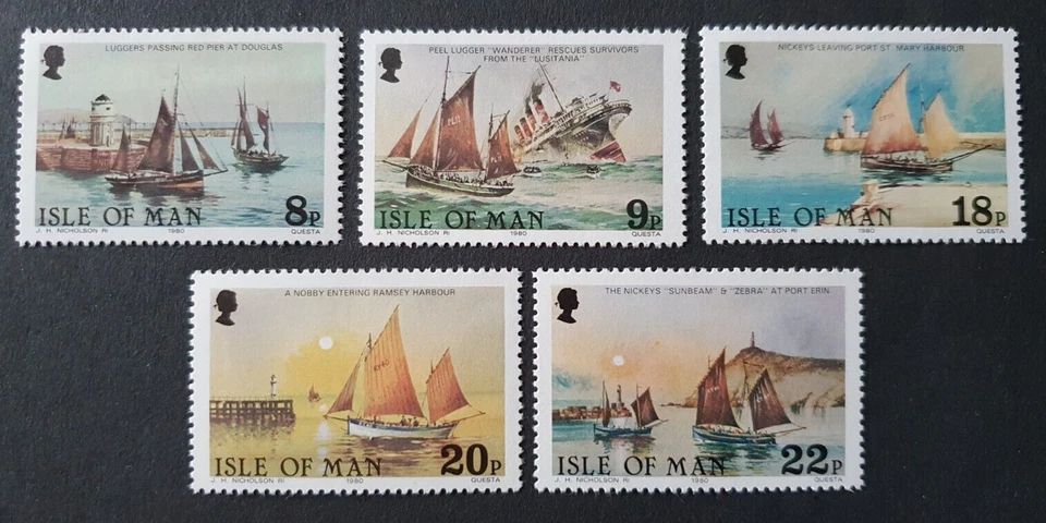 1981 ISLE OF MAN GB UK SET FISHING SHIPS SAILINGSHIPS BOATS VF MNH - Image 1 of 1