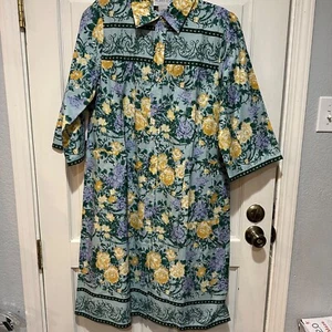 Models Mäntel blau grün Blumen Damen Hauskleid Muumu Morgenmantel Lounge Taschen SM - Bild 1 von 6