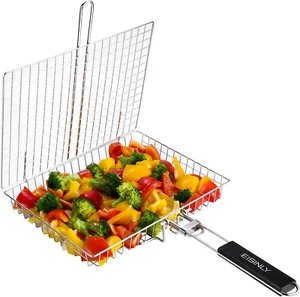 Portable Grill Basket,  BBQ Grilling Basket for Outdoor Grill with Removable Han - Picture 1 of 7