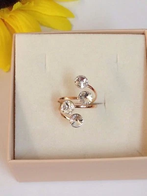 anello donna argento 925 rose' anallergico pietra swarovski misura 15 - Immagine 1 di 3