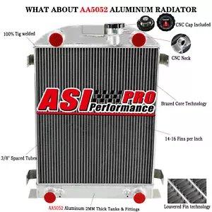 ASI 4 ROW Aluminum Radiator FOR 1937-1938 FORD FLATHEAD Flat Head ENGINE AT - Picture 1 of 11