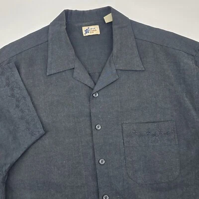 Cherokee Waikiki Wear Men’s Hawaiian Shirt Size L Embroidered Palm Trees - Image 1 of 4