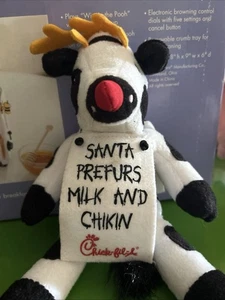 Chick-Fil-A 2008 Santa Prefurs Milk and Chikin Cow Reindeer 8.5" Plush - Picture 1 of 2