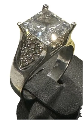 HSN 925 Sterling Silver - CZ Engagement Style Ring - Size 8 - Prong Set - EUC - Image 1 of 4