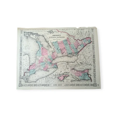 Original 1863 Upper Canada North American Map Johnson & Ward 17" x 13" - Image 1 of 4
