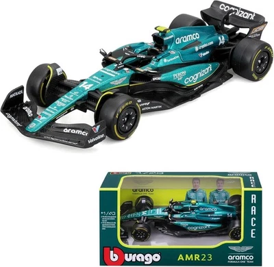 BOX ROTTO ASTON MARTIN F1 Modello Auto F. ALONSO nr 14 2023 12cm 1/43 Bburago - Immagine 1 di 4