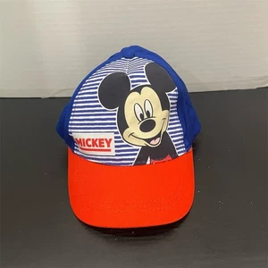 Disney Mickey Mouse Boys Blue Striped Baseball Trucker Hat Adjustable - Picture 1 of 7