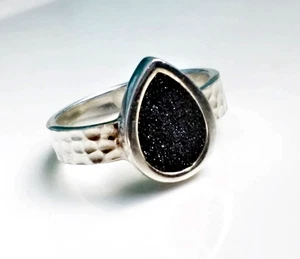 Dur Schmuck Ring Silber 925 Lavasand Punze DUR Hammerschlag maritim Vintage - Bild 1 von 10