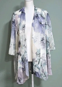 R&M Richards Damen offene Jacke mit neutralen Blumen 3/4 Arm Gr. 10  - Bild 1 von 7